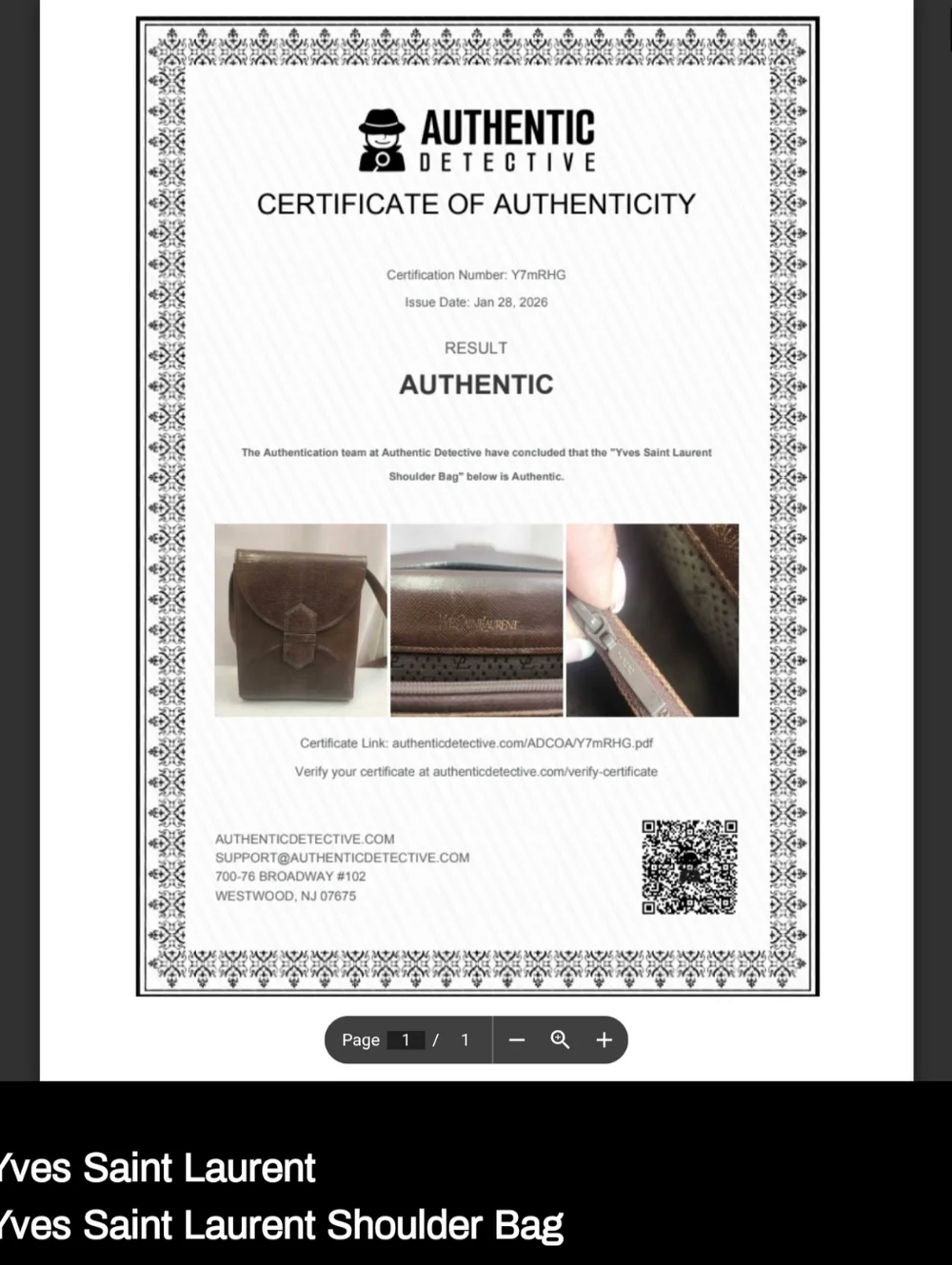 Authentic Vintage Brown Leather YSL 2-Way Bag With Digital COA